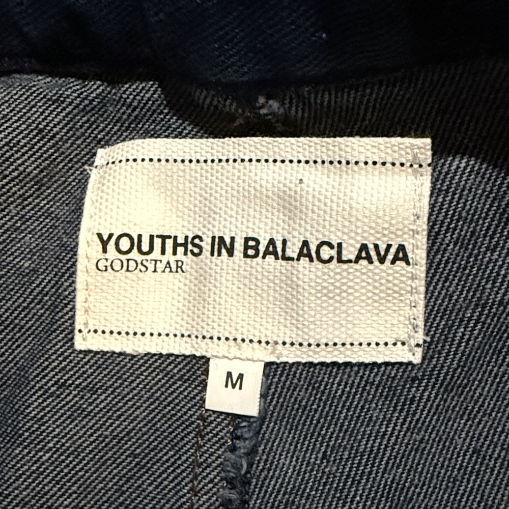 YOUTHS IN BALACLAVA Blue Denim Flannel Godstar Shorts - Picture 5 of 6